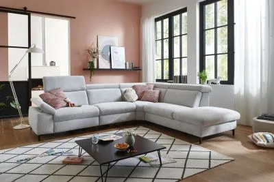 Ecksofa in Stoff L-Form mit Federkern