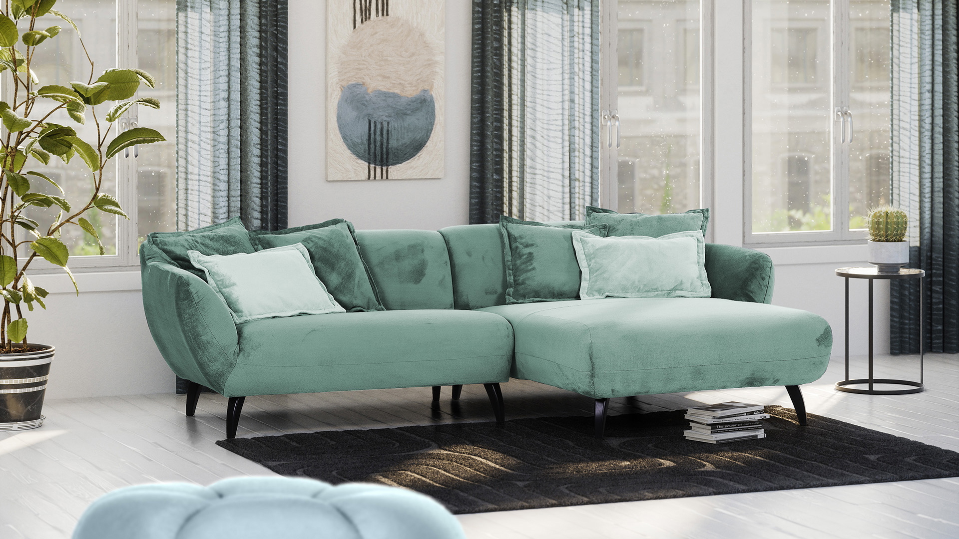Ginger Moon Ecksofa Mocca mit Kissen in Stoff Ginger Moon Ecksofa Mocca mit Kissen in Stoff-0310Mocca01WW