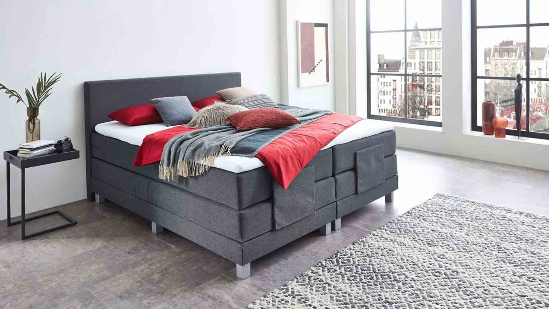 Boxspringbett mit motorischer Verstellung in Stoff -0106004100-06WW-A