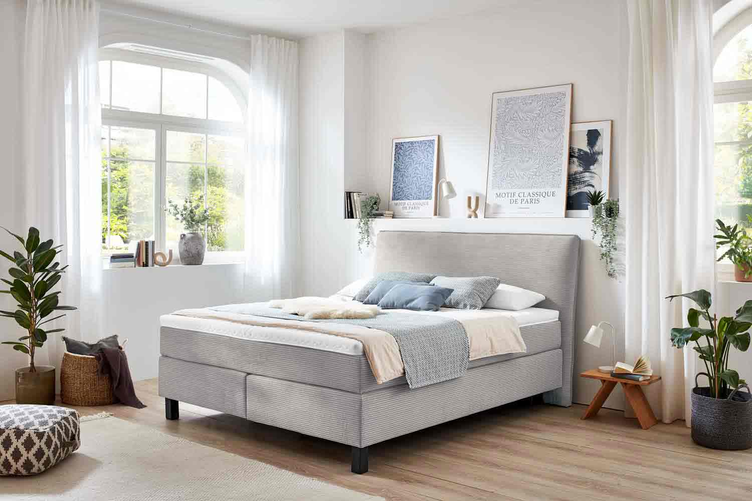 Cord Boxspringbett Home 4000 inkl. Wendematratze