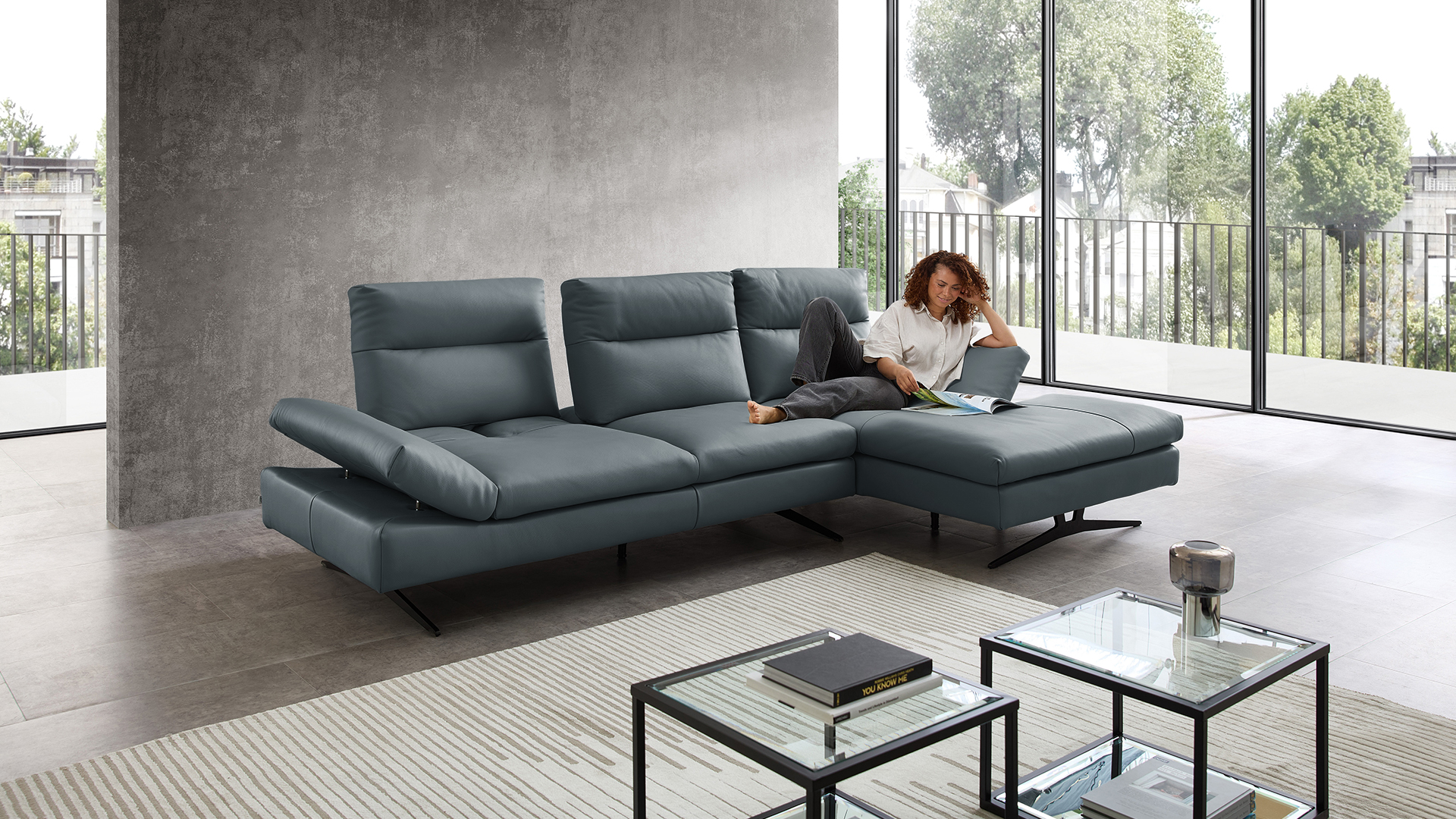 Cuoio Ecksofa Letizia mit manueller Sitztiefenverstellung in Leder Cuoio Ecksofa Letizia mit manueller Sitztiefenverstellung in Leder-05971024WW