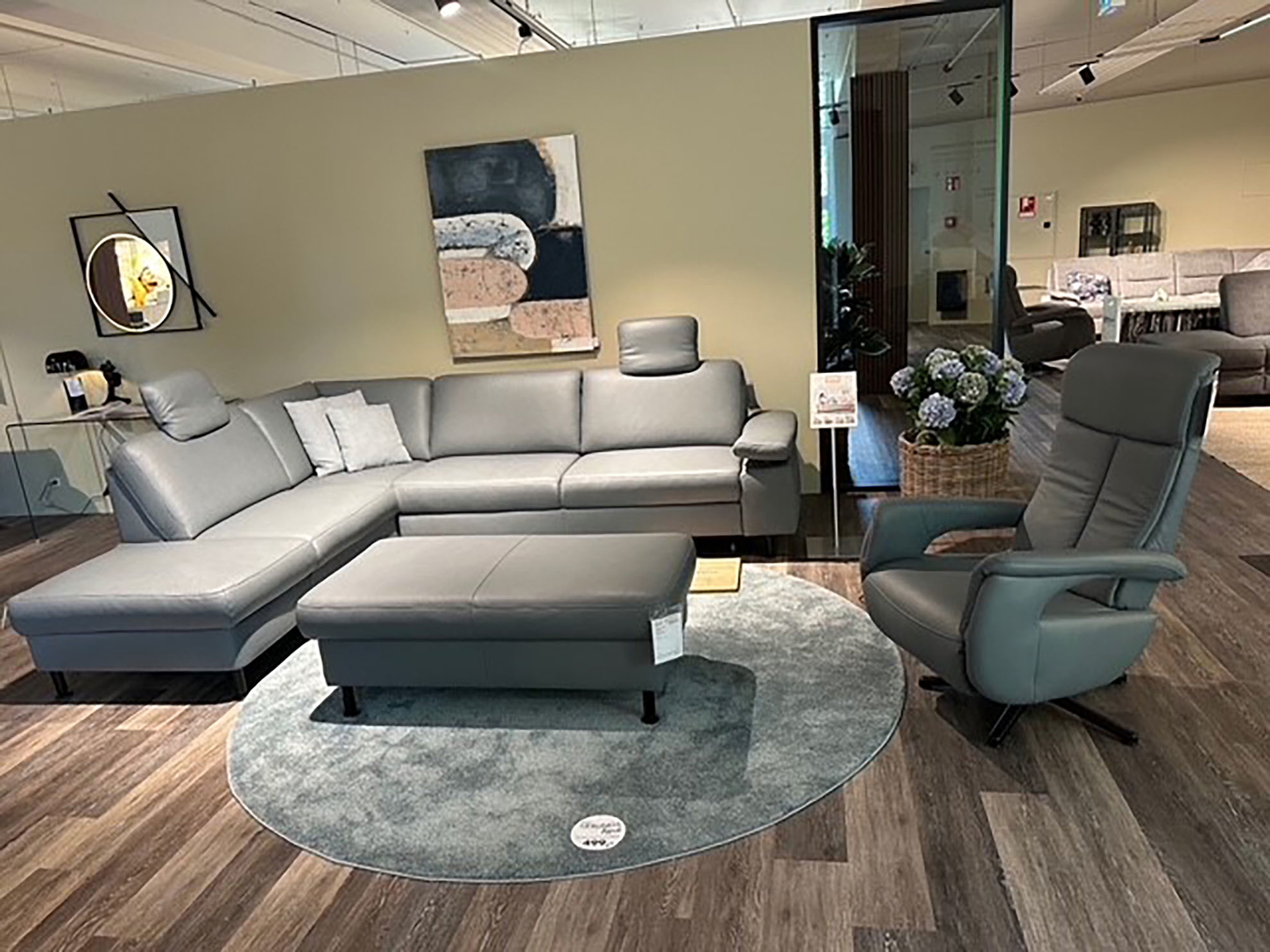 Modulmaster Ecksofa inkl. vielen Funktionen mit Hocker und Relaxsessel in Leder -0775015503-05-0775013911-01WW-A