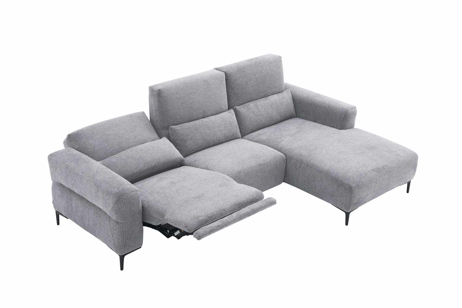 Ecksofa inkl. motorischer Funktion im trendigen Retro Stoff Ecksofa inkl. motorischer Funktion im trendigen Retro Stoff