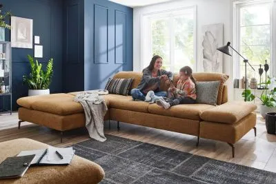 Ecksofa Lavina in Stoff Kurkuma links