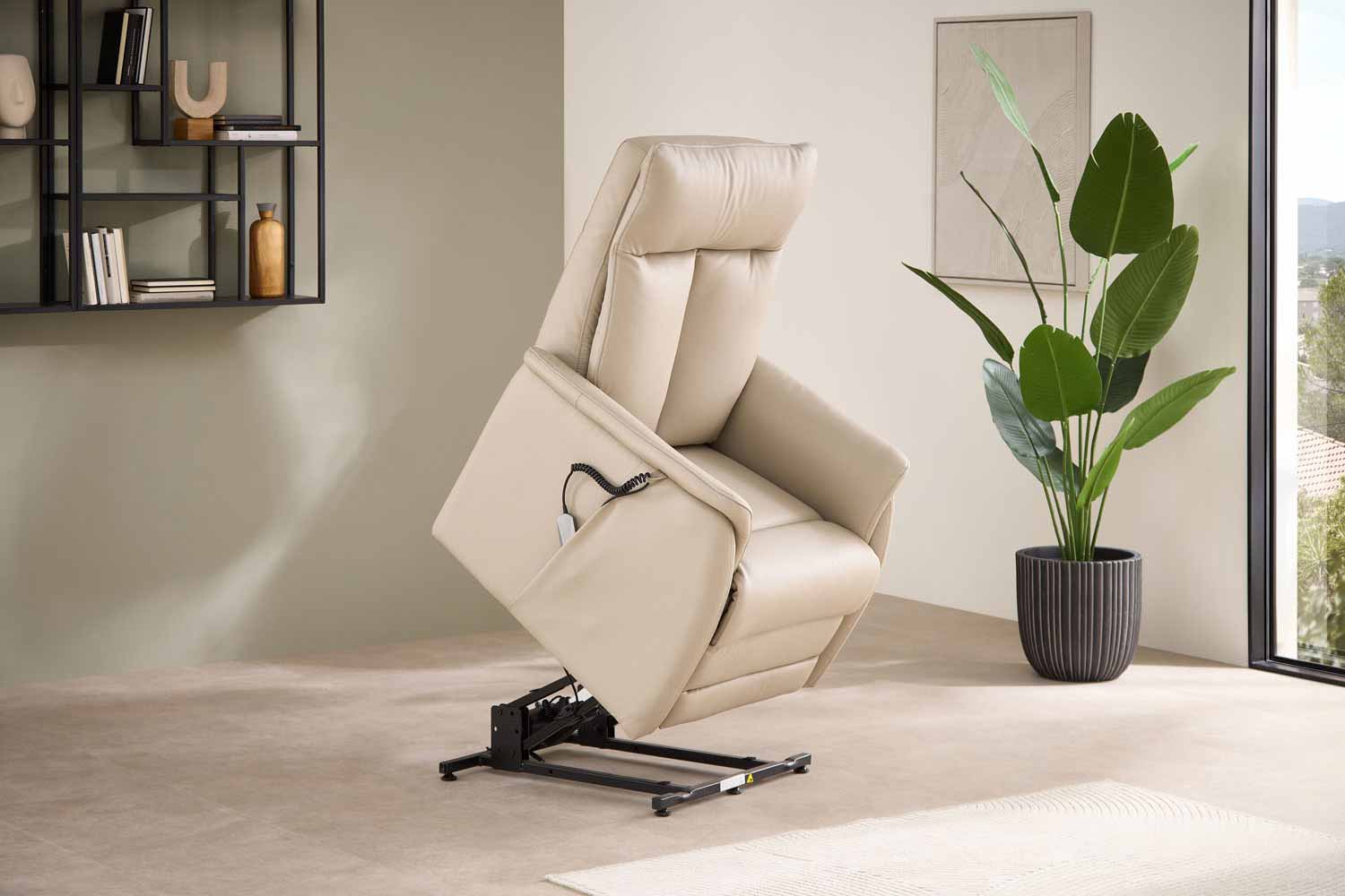 Relaxsessel mit 2-motoren Relaxfunktion und Aufstehhilfe Leder