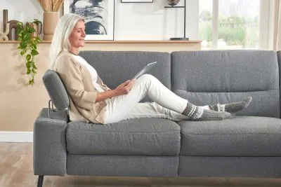 Stoff Ecksofa inkl. motorischer Relaxfunktion