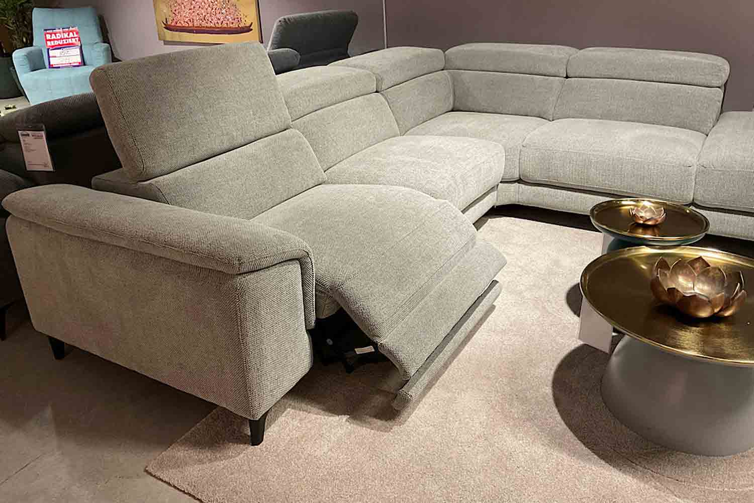 Cuoio Stoff Ecksofa mit motorischer Relaxfunktion 