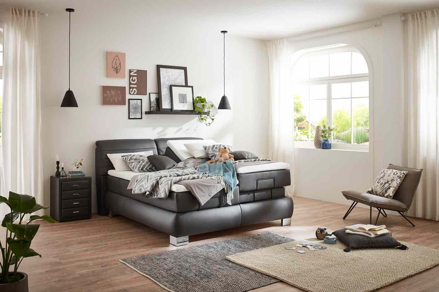 Boxspringbett 180x200cm in Grau
