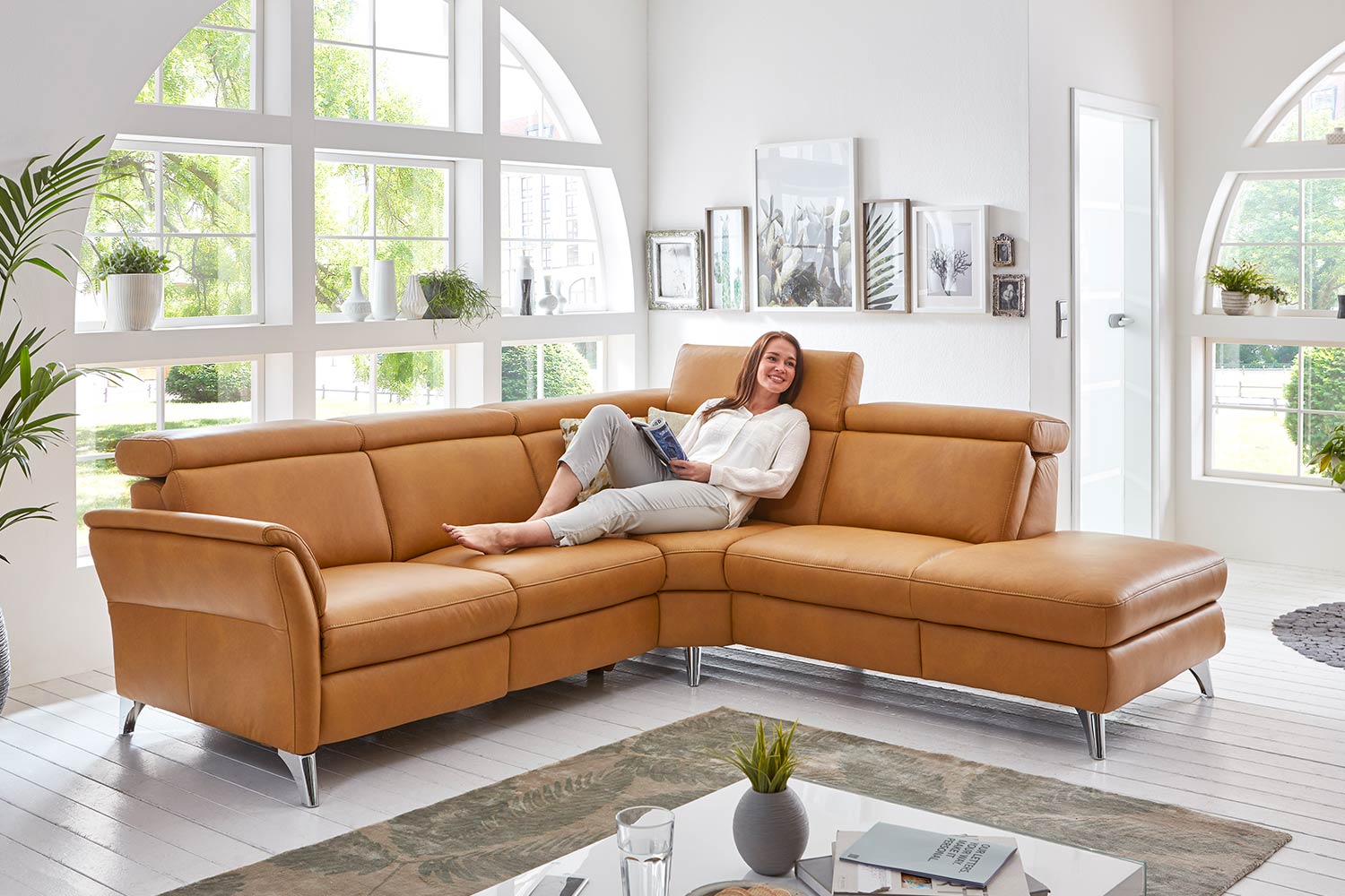 Ecksofa Feeling System in Leder