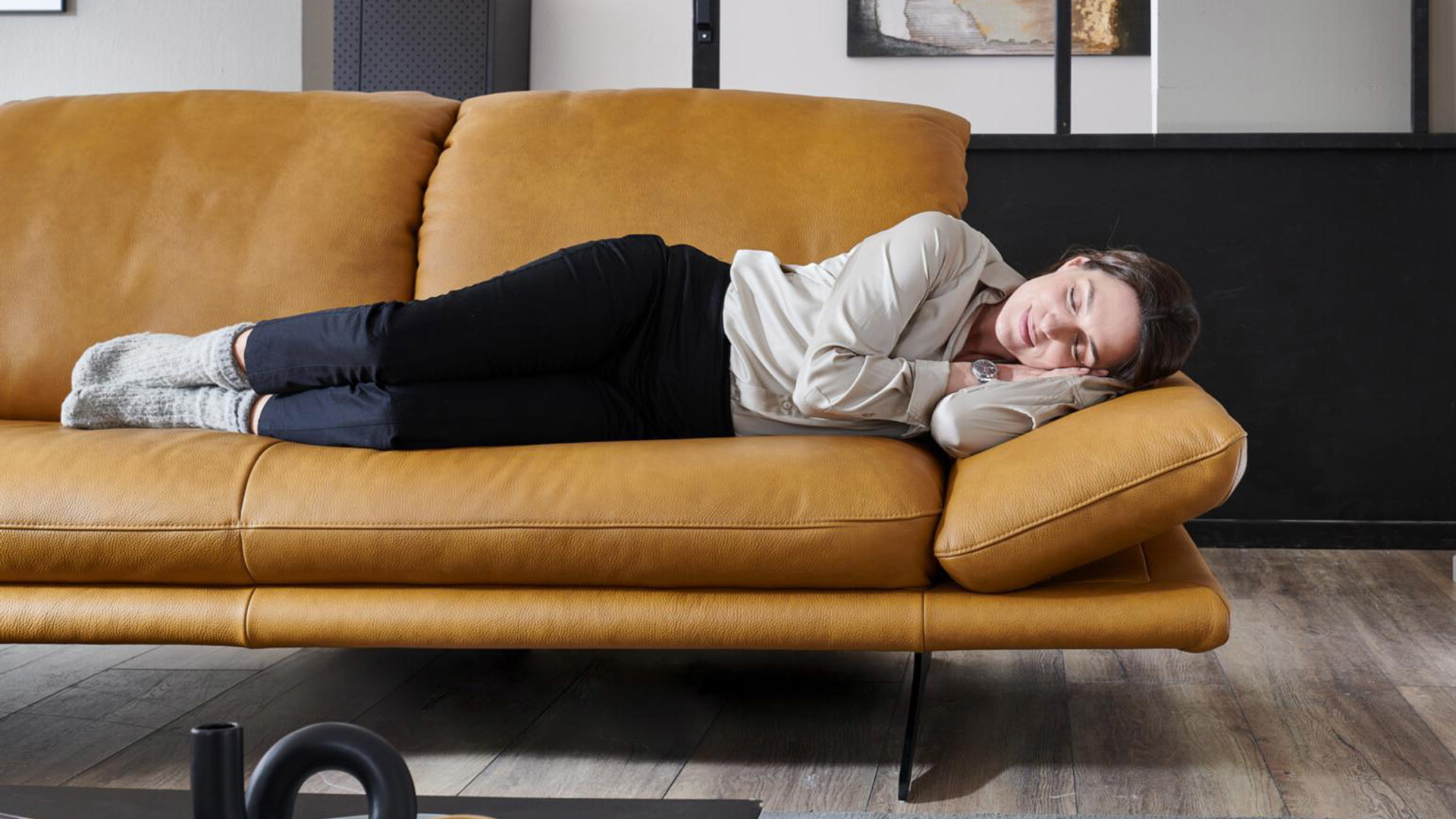 W. Schillig Ecksofa Sohoo mit Sitztiefenverstellung in Leder 