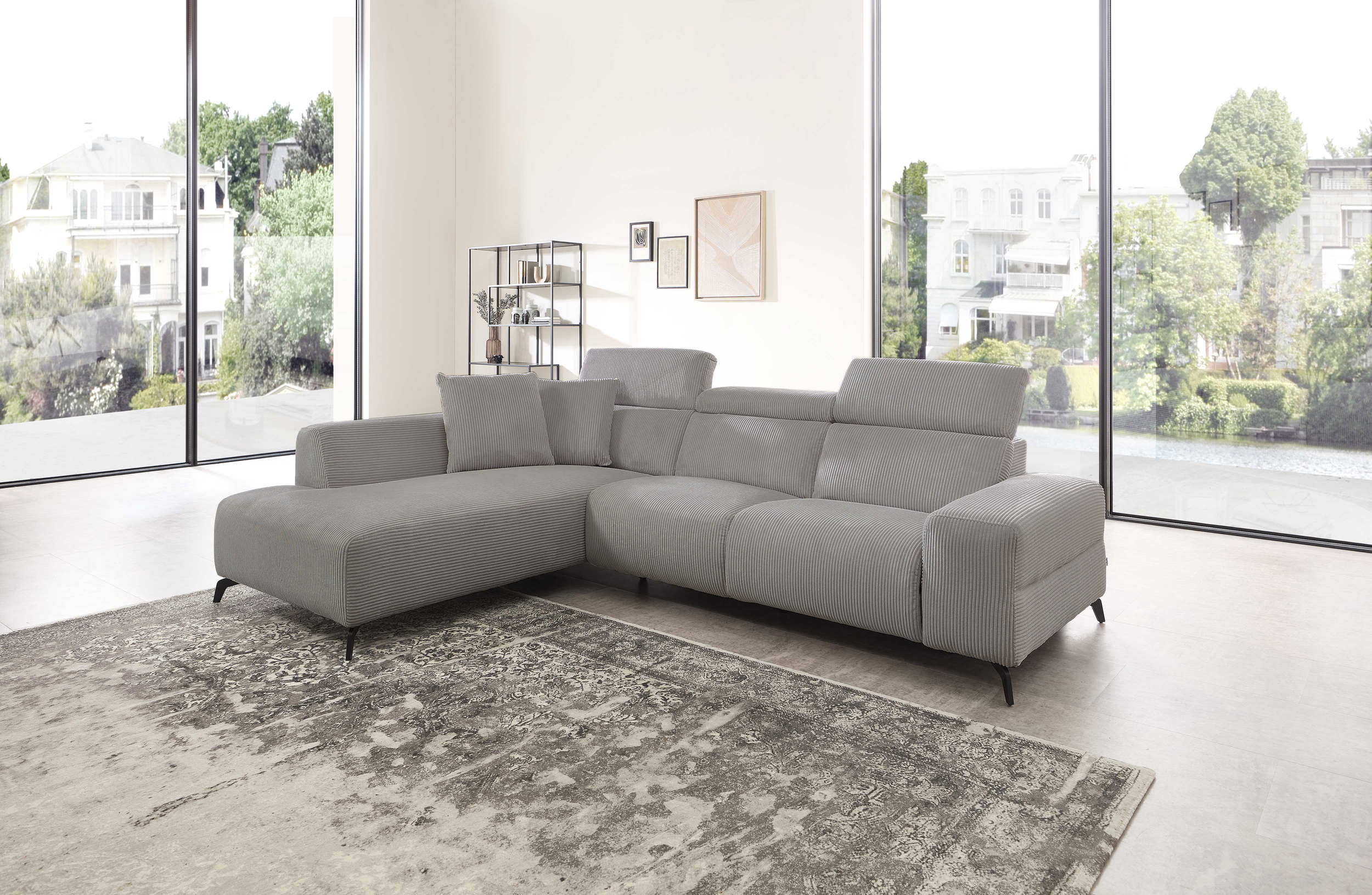 Cuoio Ecksofa in Trendstoff Cord