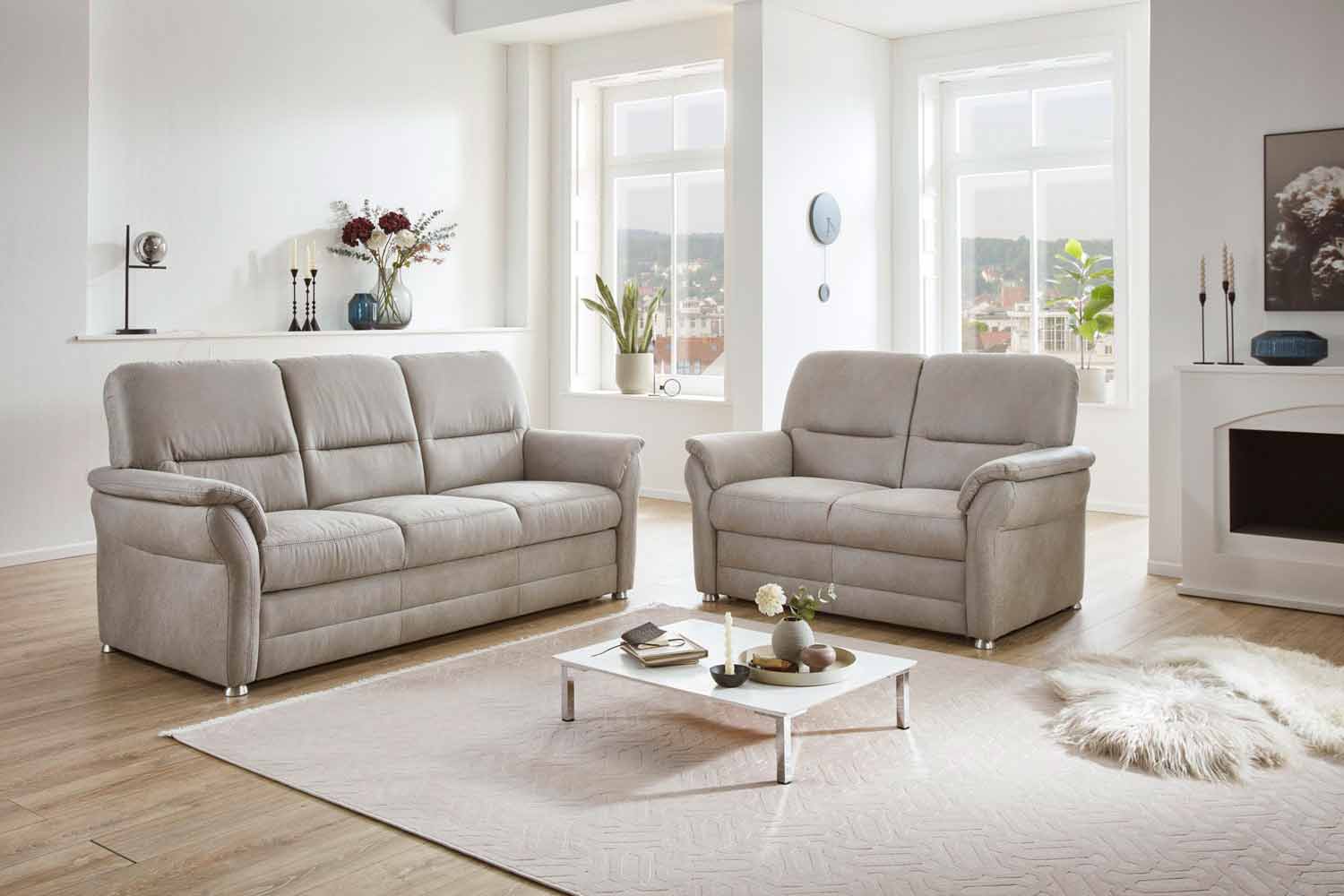 Couchgarnitur mit Federkernpolsterung in Mikrofaserstoff