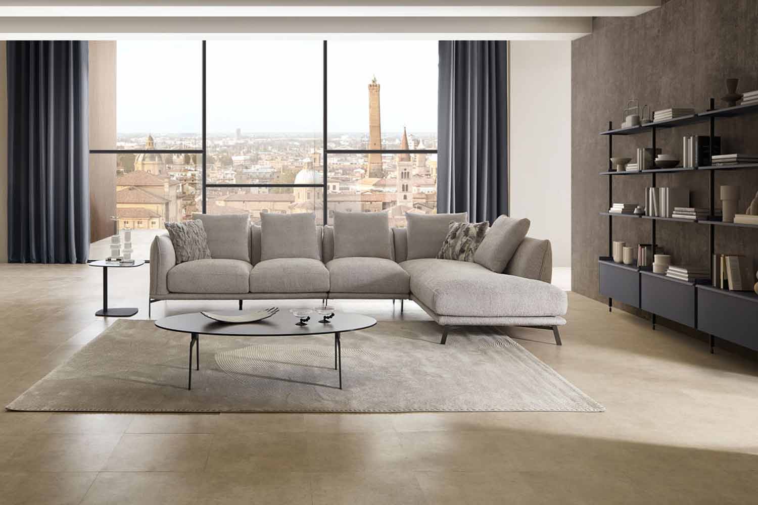 CAMPO DE´FIORI Ecksofa Valentina in Boucle Stoff
