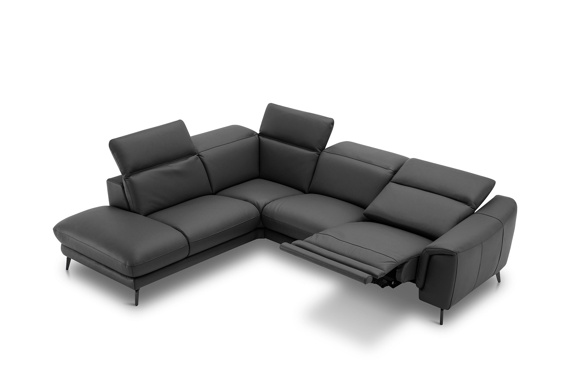 Leder Ecksofa inkl. manueller Kopfteilverstellung