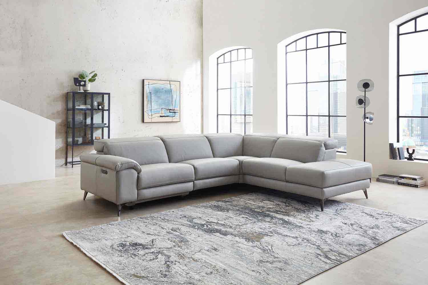 Cuoio Ecksofa Milano mit motorischer Relaxfunktion in Leder