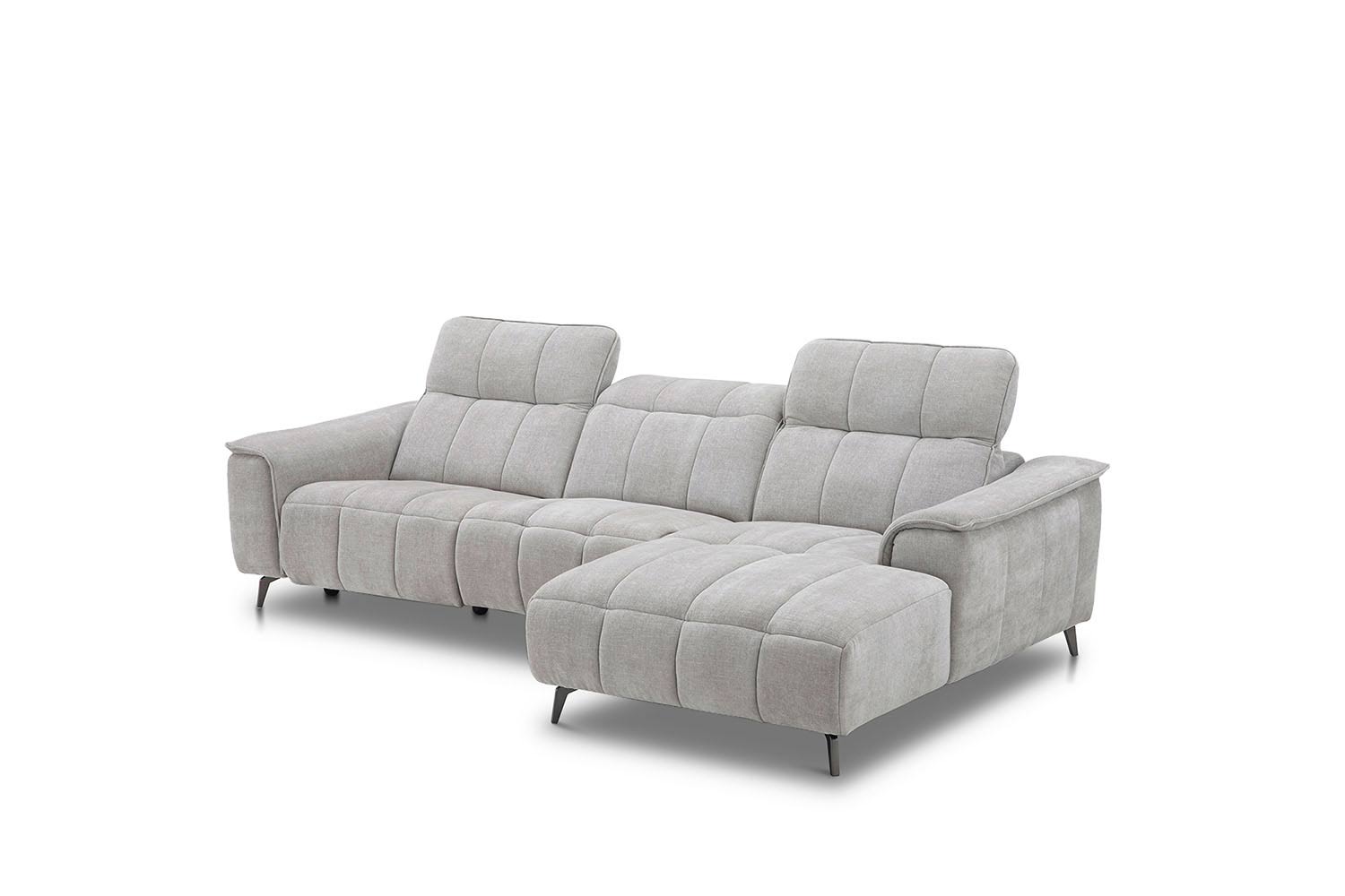 Stoff Ecksofa mit manueller Kopfteilverstellung und Funktion Stoff Ecksofa mit manueller Kopfteilverstellung und Funktion