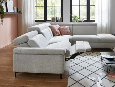Ecksofa in Stoff L-Form mit Federkern