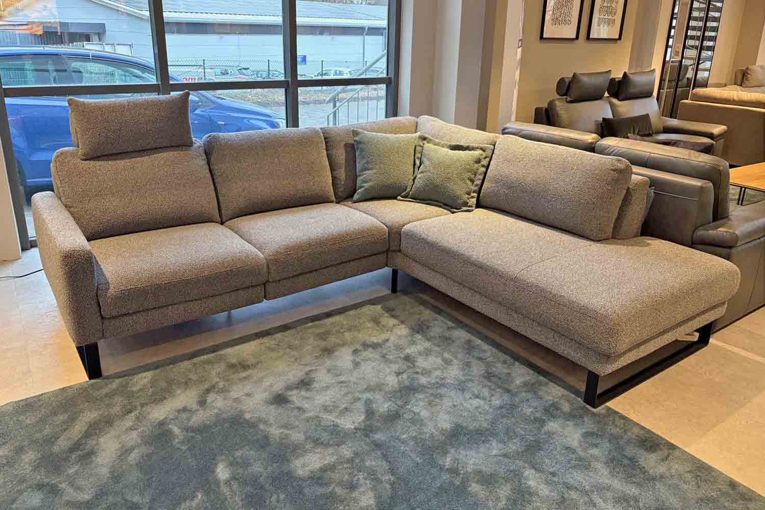 Stoff Ecksofa mit motorischer Relaxfunktion