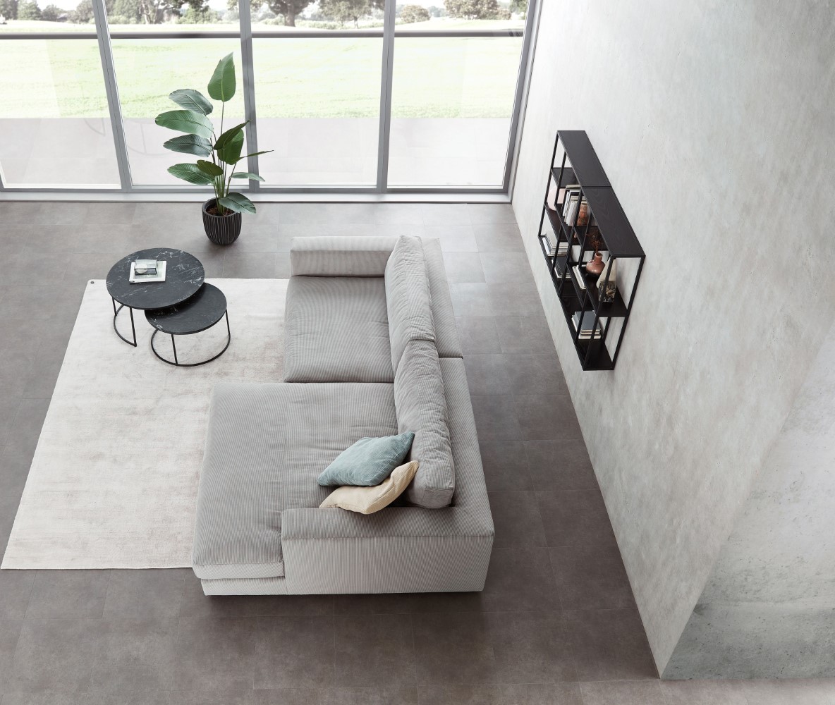 Cosyhome Living Ecksofa Cord Stoff Vintage Grau rechts 