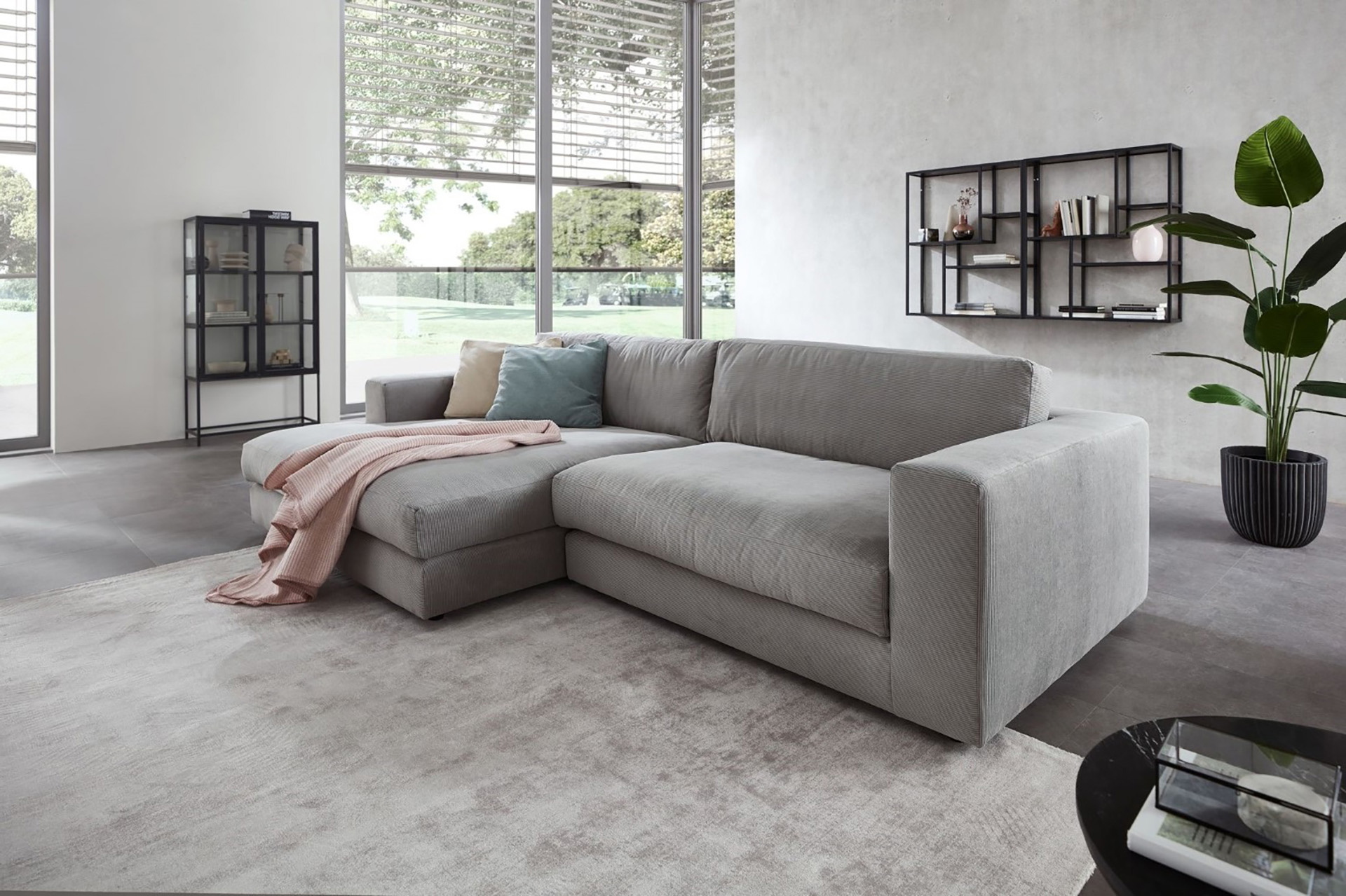 Cosyhome Living Ecksofa Cord Stoff Vintage Grau links