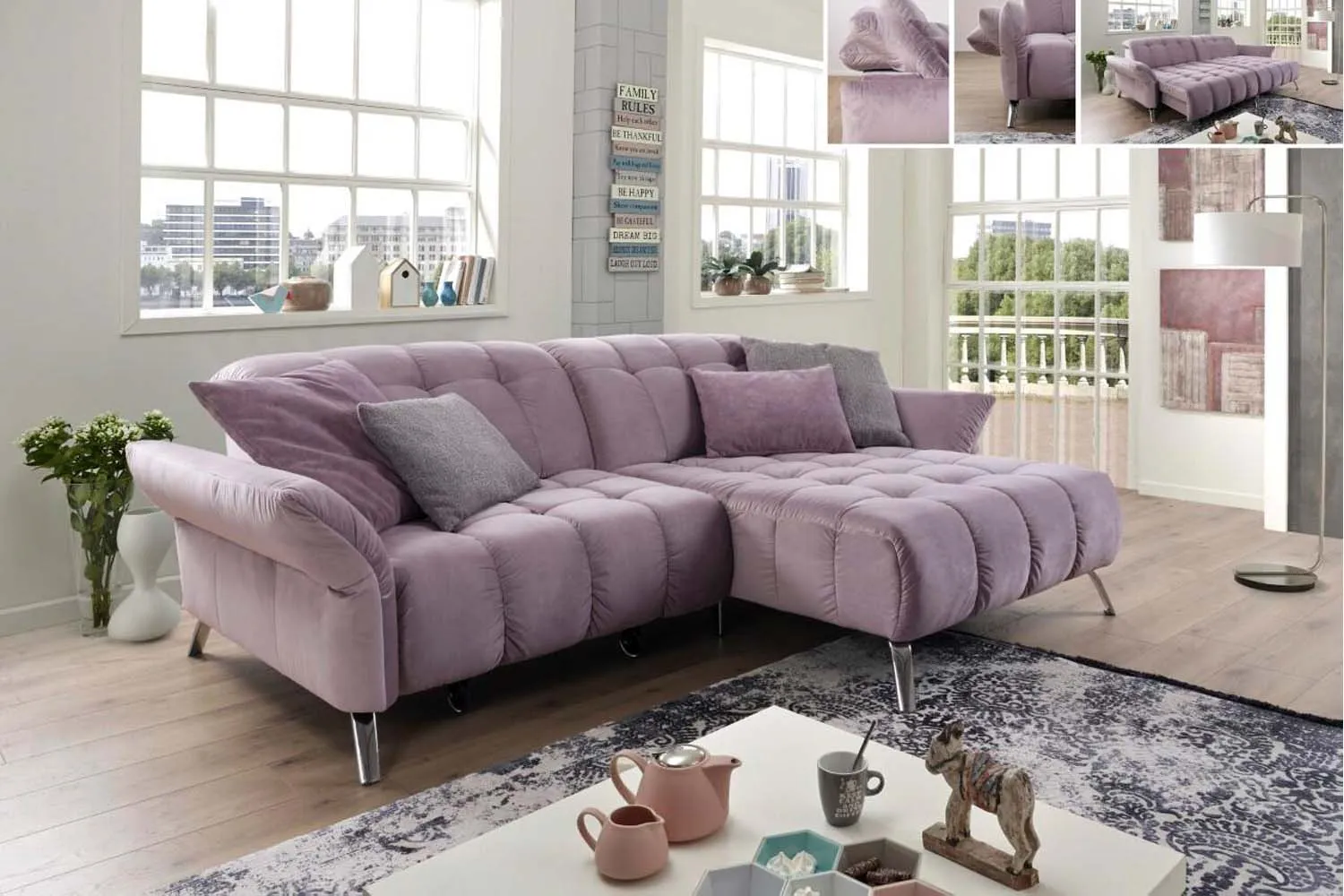 Modernes Ecksofa mit Steppung