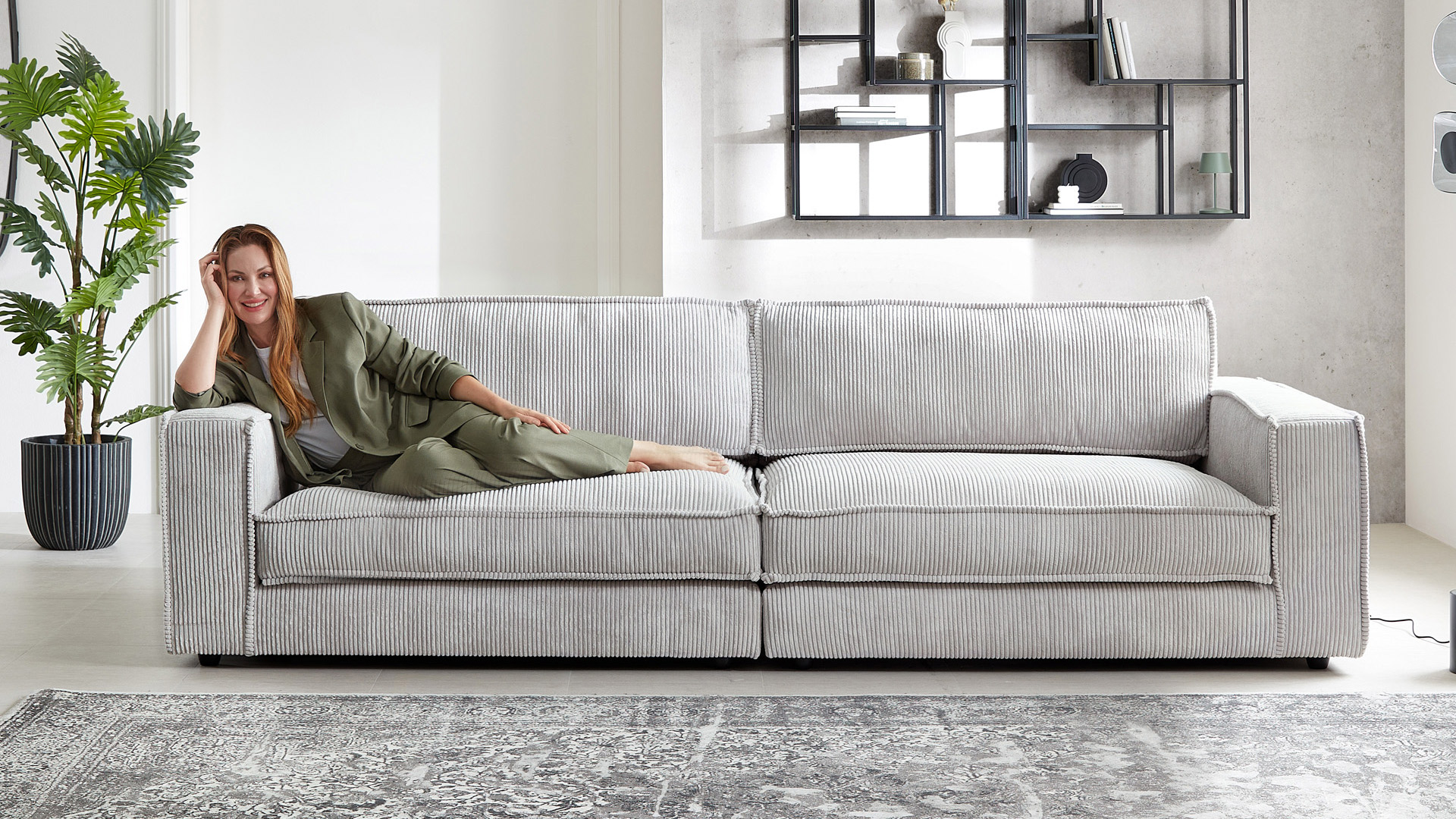 Bigsofa-XL in Trendstoff Cord